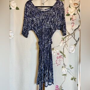 Abstract Ikat Brushstroke Stretch Jersey Print Dress